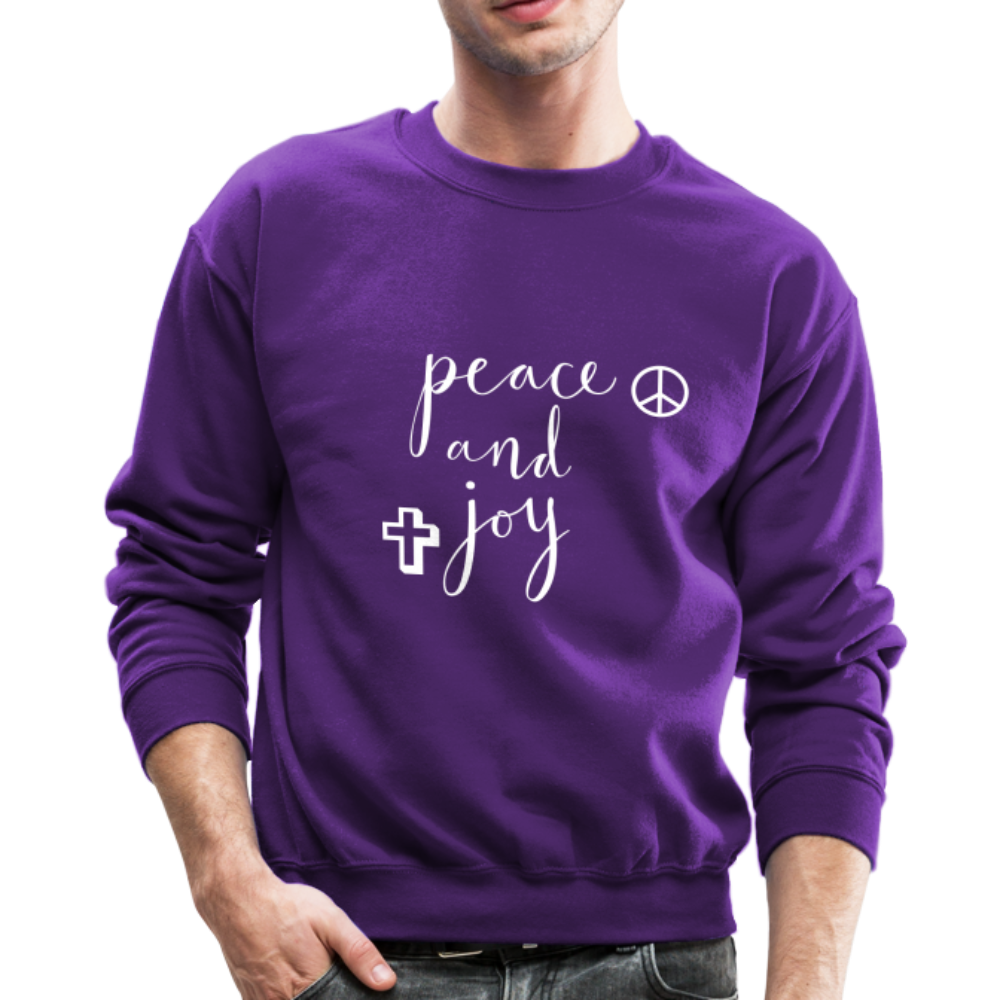 Crewneck Sweatshirt &quot;Peace and Joy&quot; White Font - purple