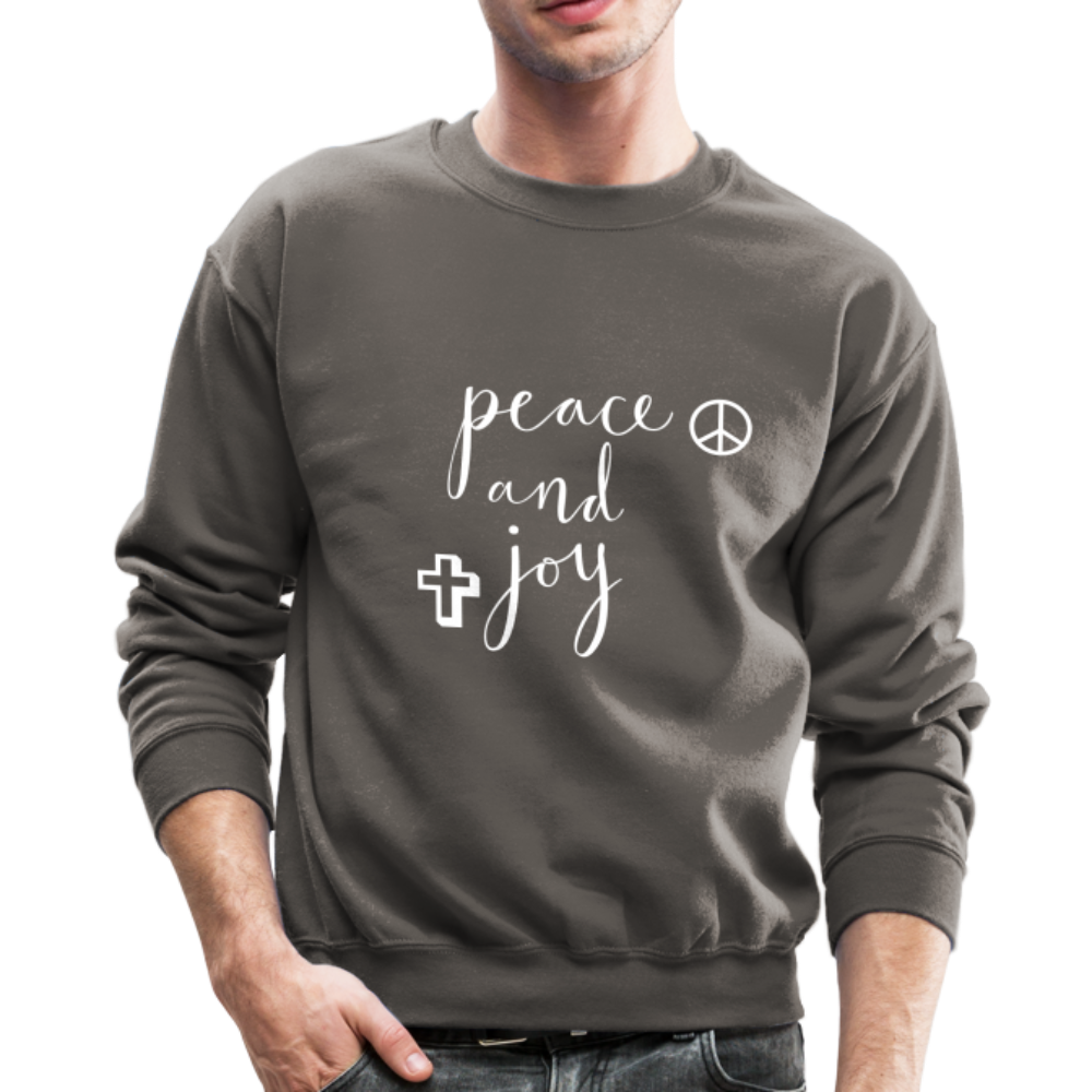 Crewneck Sweatshirt &quot;Peace and Joy&quot; White Font - asphalt gray