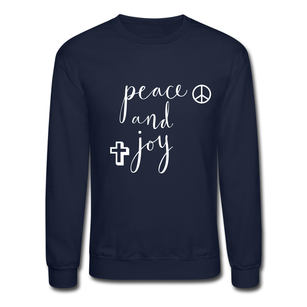 Crewneck Sweatshirt &quot;Peace and Joy&quot; White Font - navy