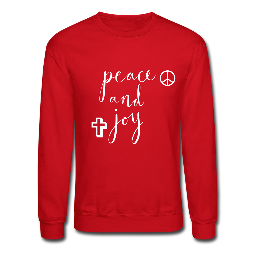 Crewneck Sweatshirt &quot;Peace and Joy&quot; White Font - red