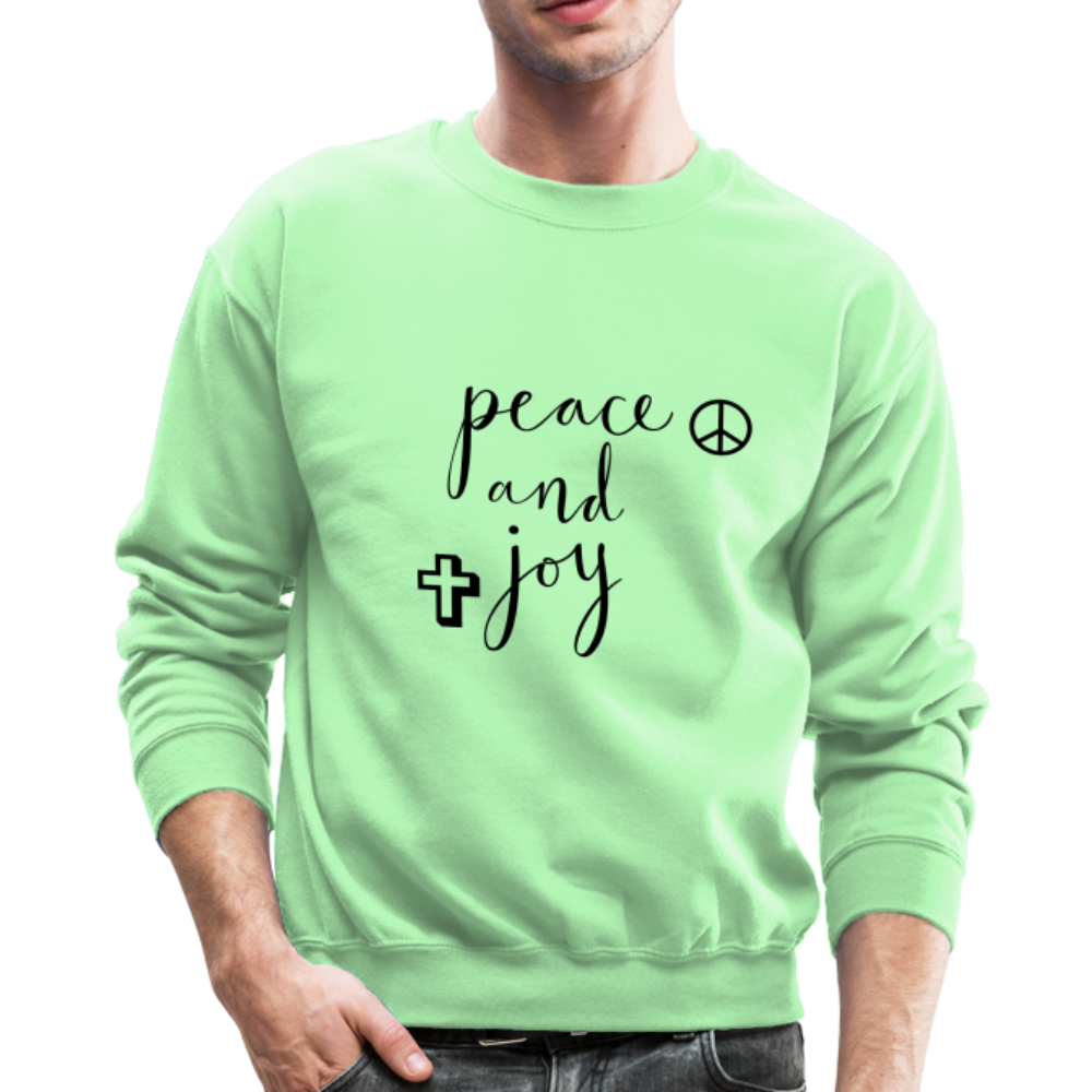 Crewneck Sweatshirt &quot;Peace and Joy&quot; Black Font - lime