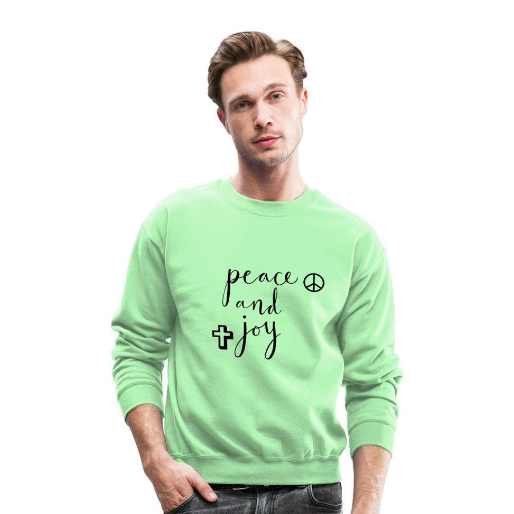 Crewneck Sweatshirt &quot;Peace and Joy&quot; Black Font - lime