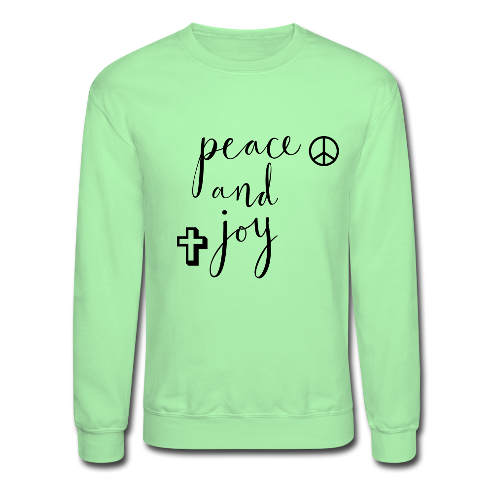 Crewneck Sweatshirt &quot;Peace and Joy&quot; Black Font - lime