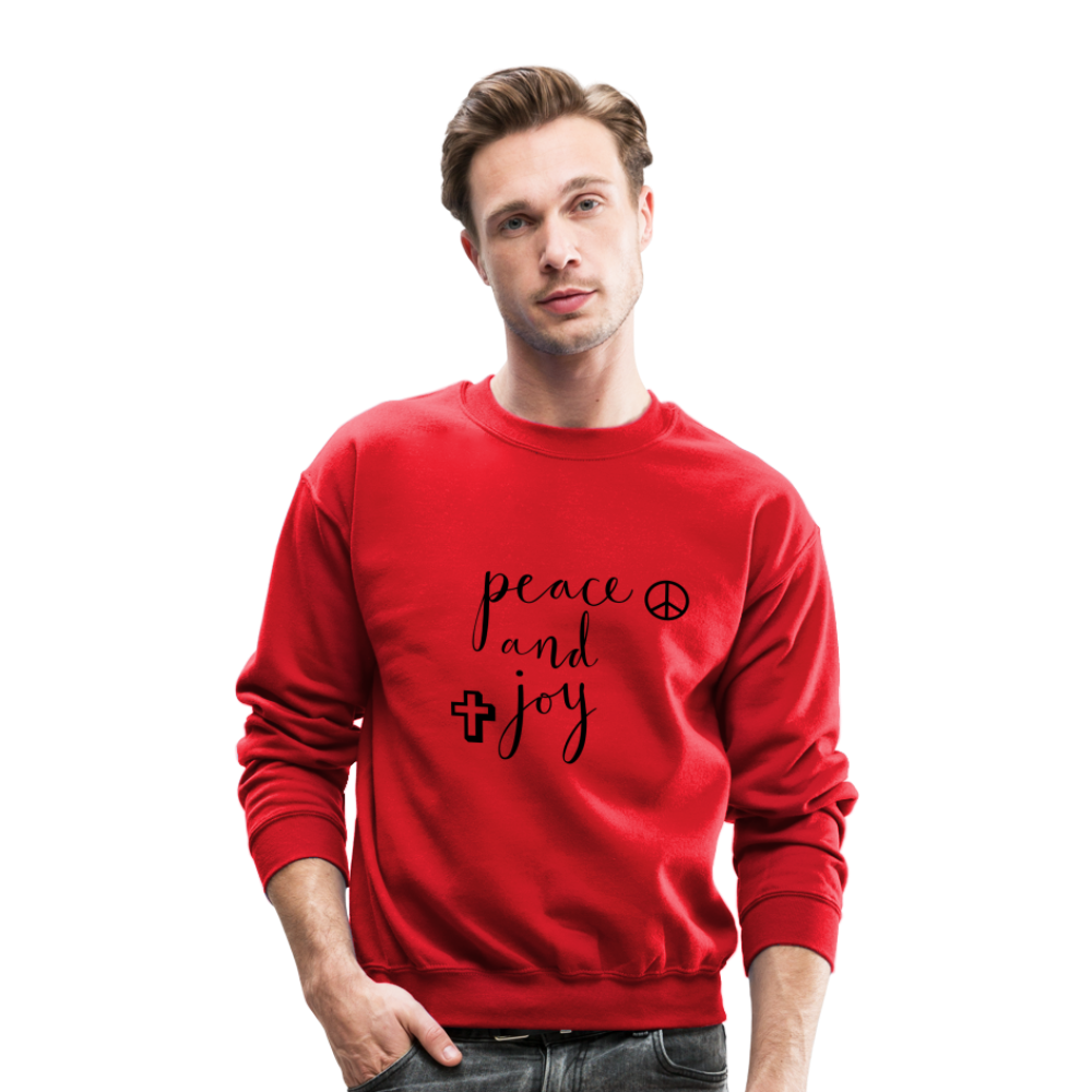Crewneck Sweatshirt &quot;Peace and Joy&quot; Black Font - red