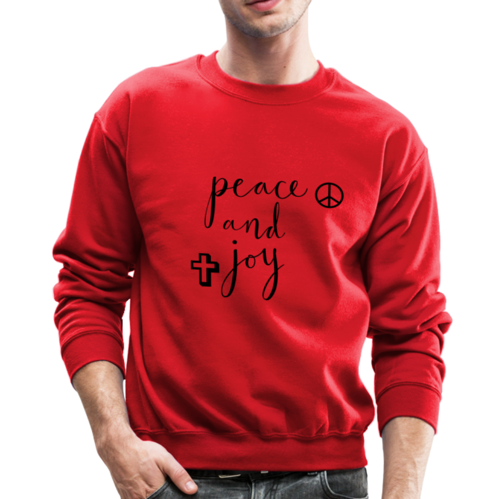 Crewneck Sweatshirt &quot;Peace and Joy&quot; Black Font - red