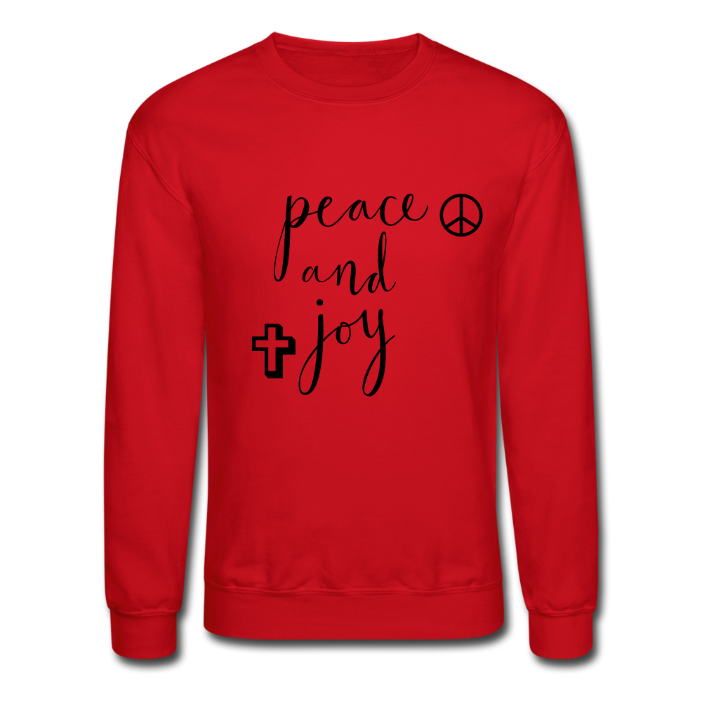Crewneck Sweatshirt &quot;Peace and Joy&quot; Black Font - red