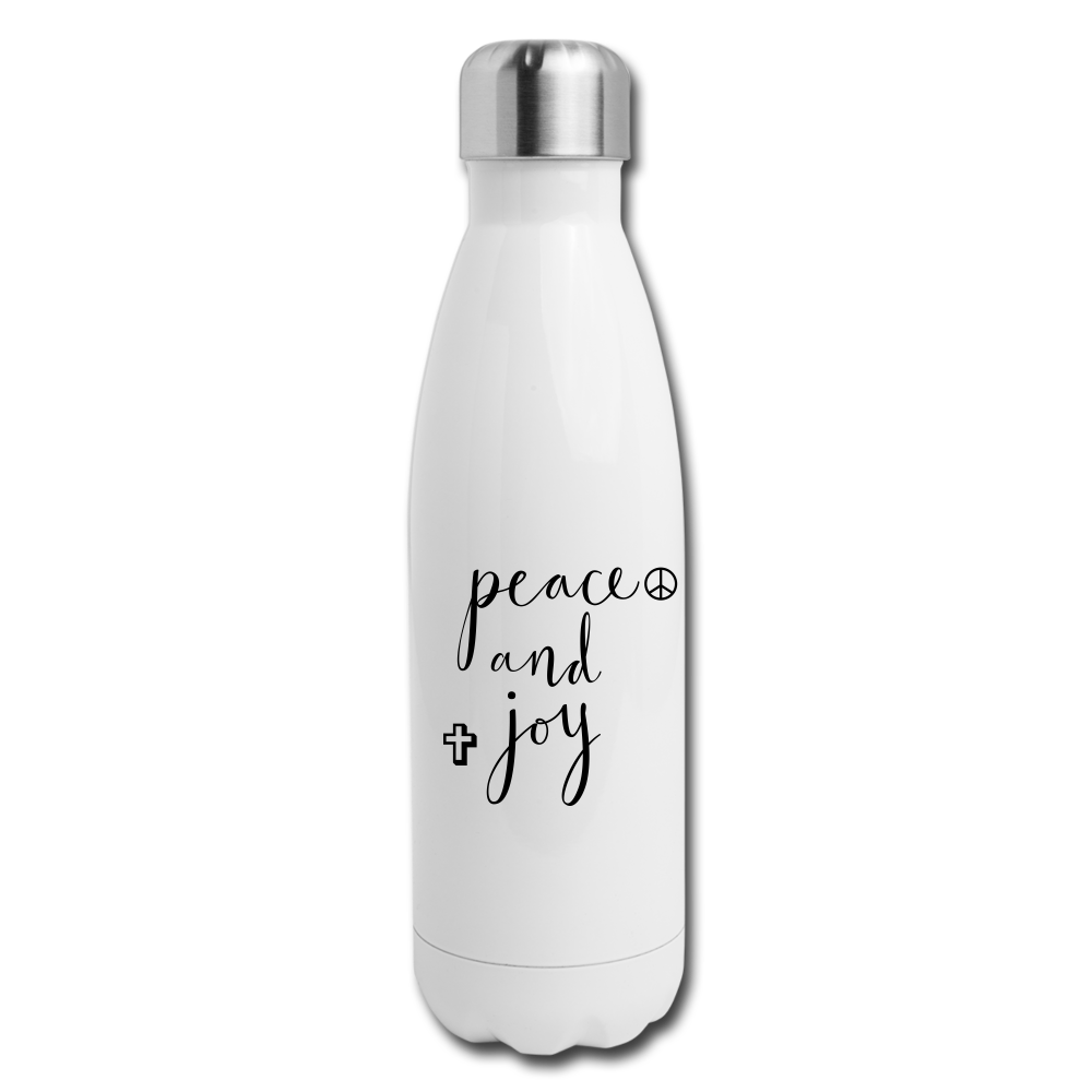 Insulated Stainless Steel Water Bottle &quot;Peace and Joy&quot; - white