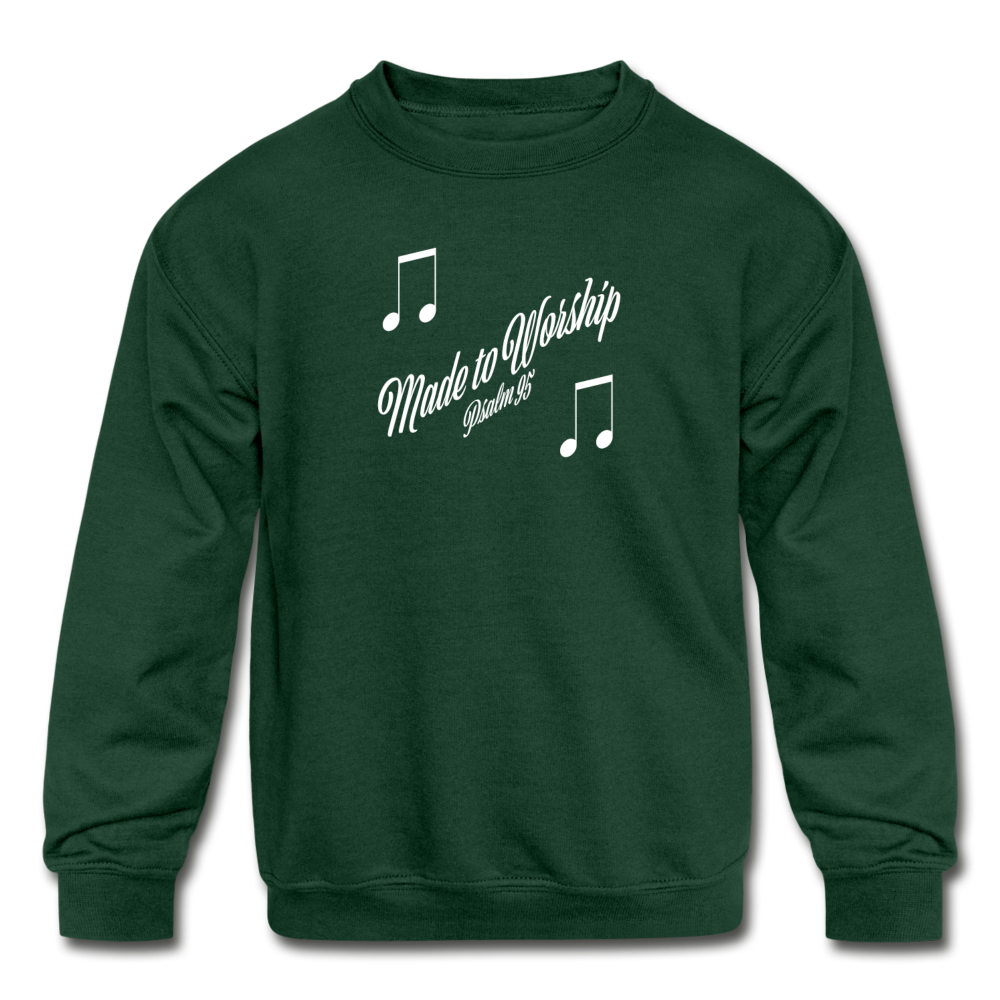 Kids&#39; Crewneck Sweatshirt Made to Worship wf - forest green