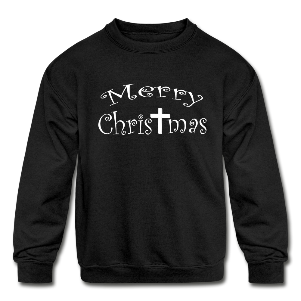 Kids&#39; Crewneck Sweatshirt &quot;Merry Christmas&quot; - black