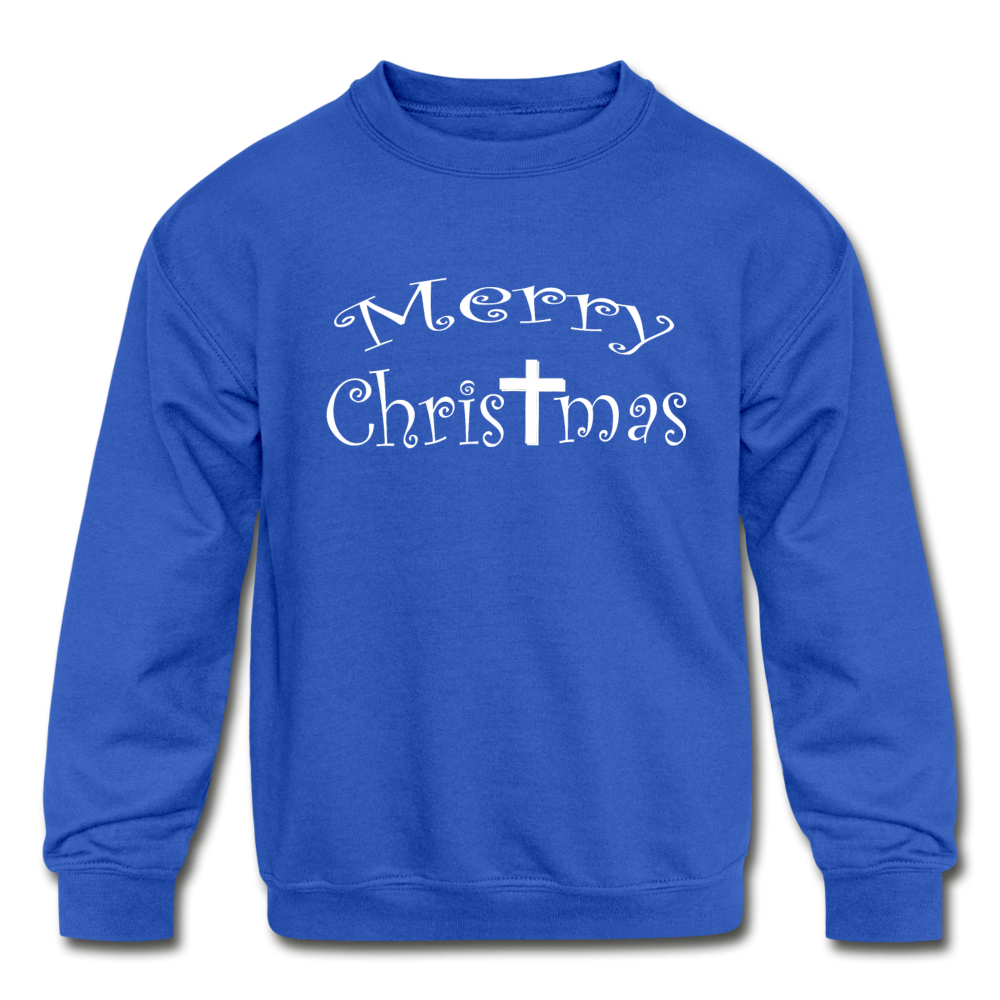 Kids&#39; Crewneck Sweatshirt &quot;Merry Christmas&quot; - royal blue