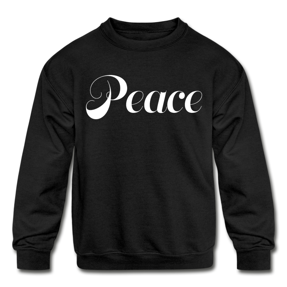 Kids&#39; Crewneck Sweatshirt &quot;Peace&quot; White Font - black