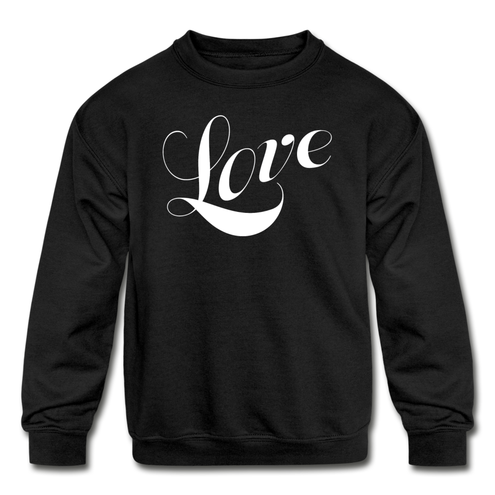 Kids&#39; Crewneck Sweatshirt &quot;Love&quot; White Font - black