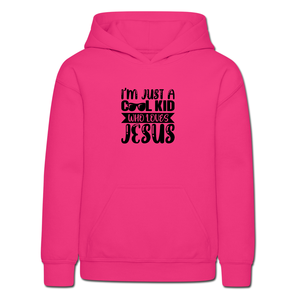Heavy Blend Youth Hoodie &quot;Cool Kid&quot; black graphic - fuchsia