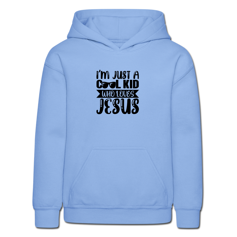 Heavy Blend Youth Hoodie &quot;Cool Kid&quot; black graphic - carolina blue