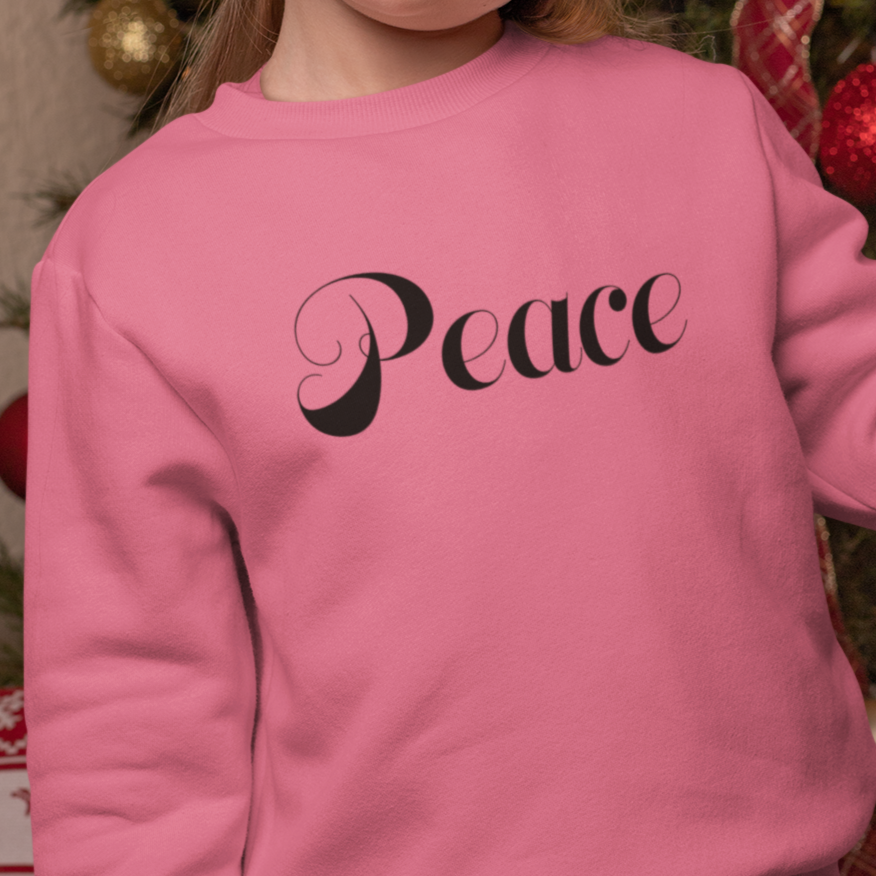 Kids&#39; Crewneck Sweatshirt &quot;Peace&quot; Black Font