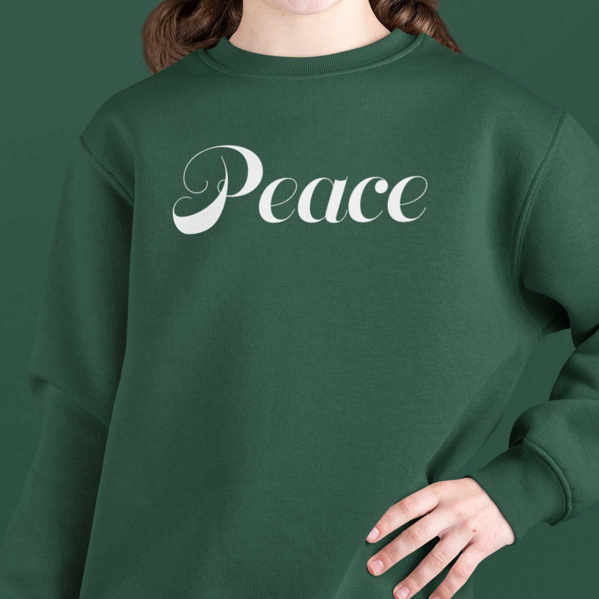 Kids&#39; Crewneck Sweatshirt &quot;Peace&quot; White Font