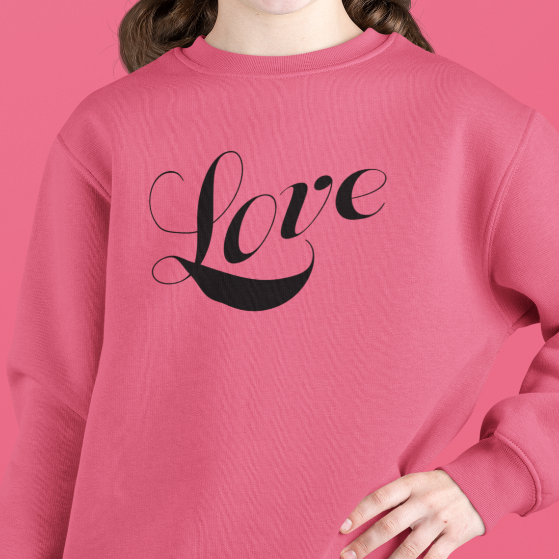 Kids&#39; Crewneck Sweatshirt &quot;Love&quot; Black Font