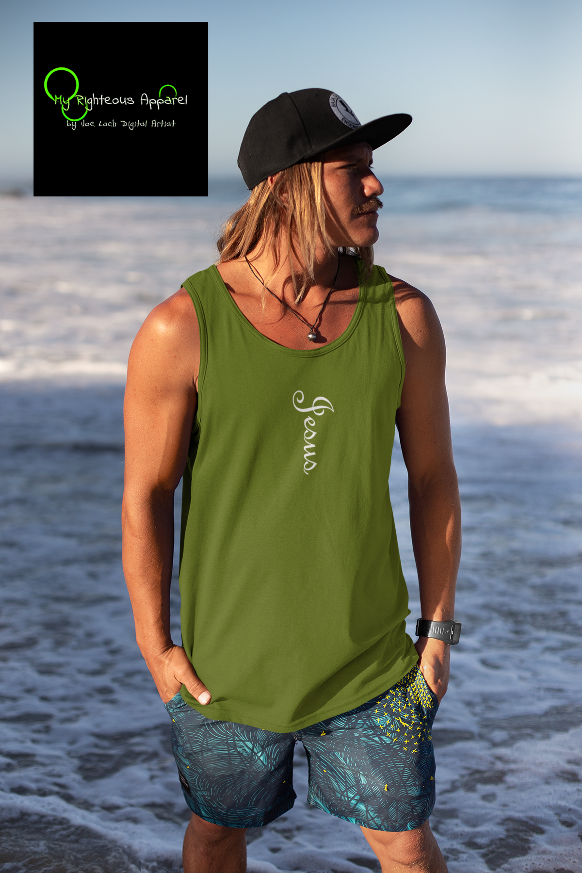 Bella &amp; Canvas 3480 Jersey Tank &quot;Jesus&quot; in 18 Colors and 6 Sizes (3489658175588)