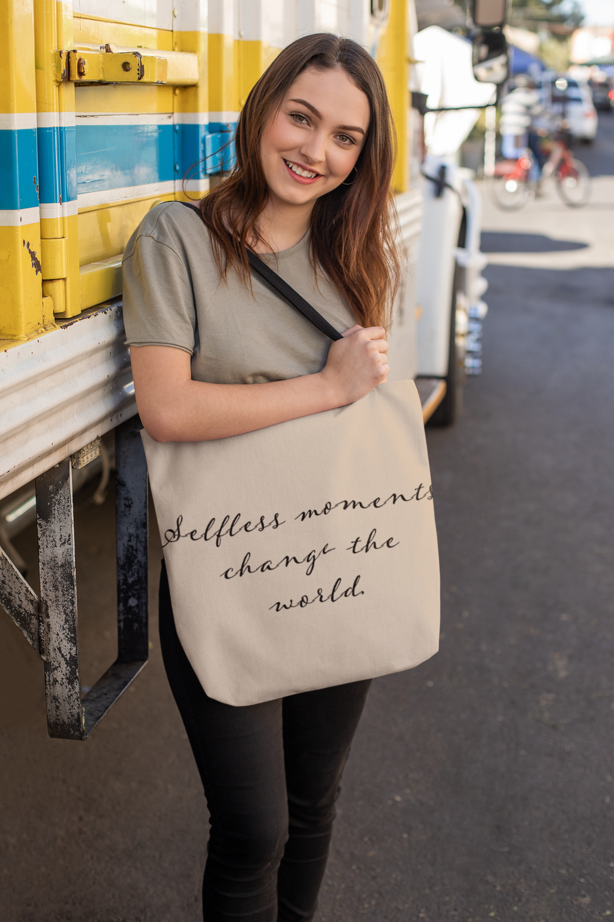 Tote Bag - Vintage- Selfless Moments Change the World Bags (3157075296356)