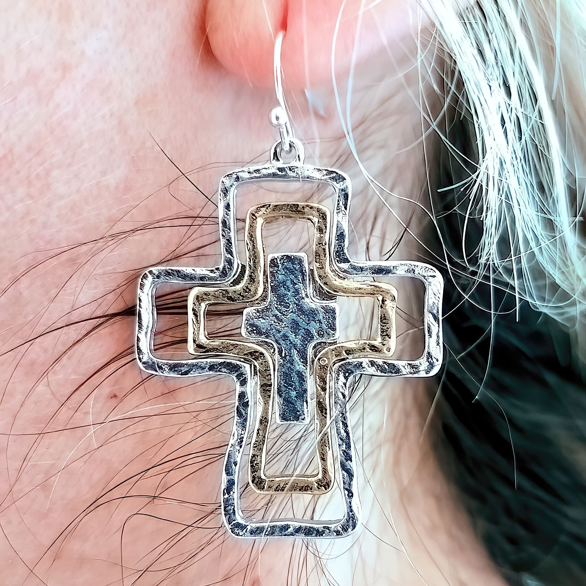 cross dangle earrings