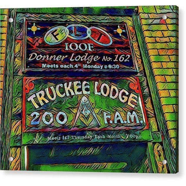 Acrylic Print Truckee Masonic Lodge (Green theme) 10.000 x 8.125 / Aluminum Mounting Posts Acrylic Print (2230411690084)