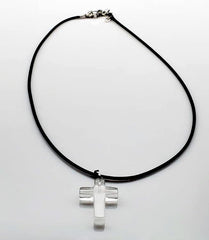 White Quartz Gemstone Cross Rope Chain Necklace Free Shipping from the USA (4647129251934)